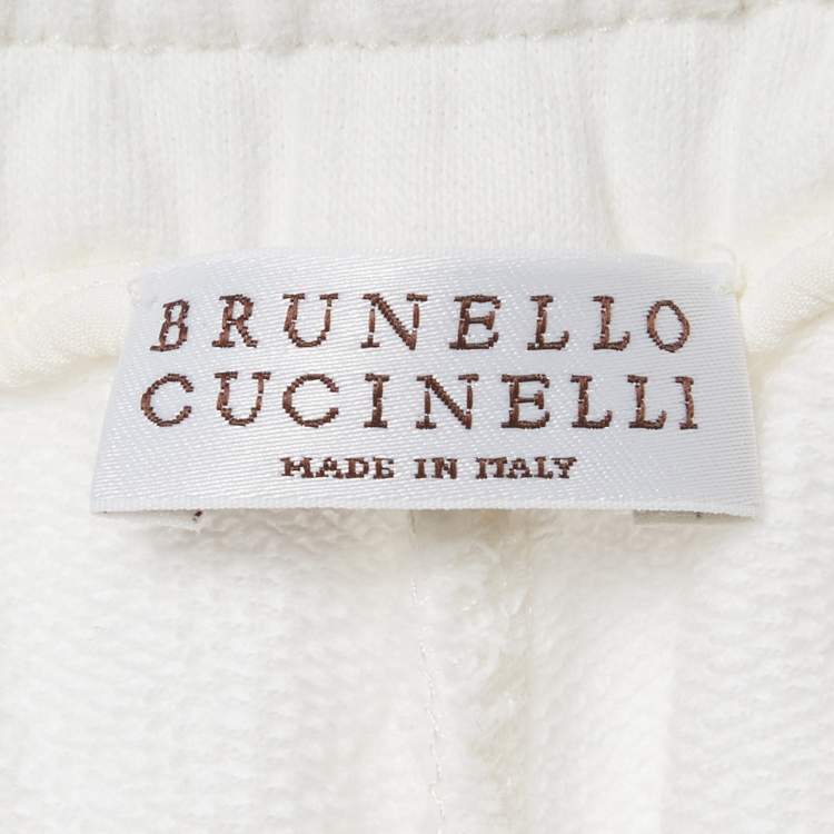 Pre Owned Brunello Cucinelli White Cotton Monili Detail Sweatpants S