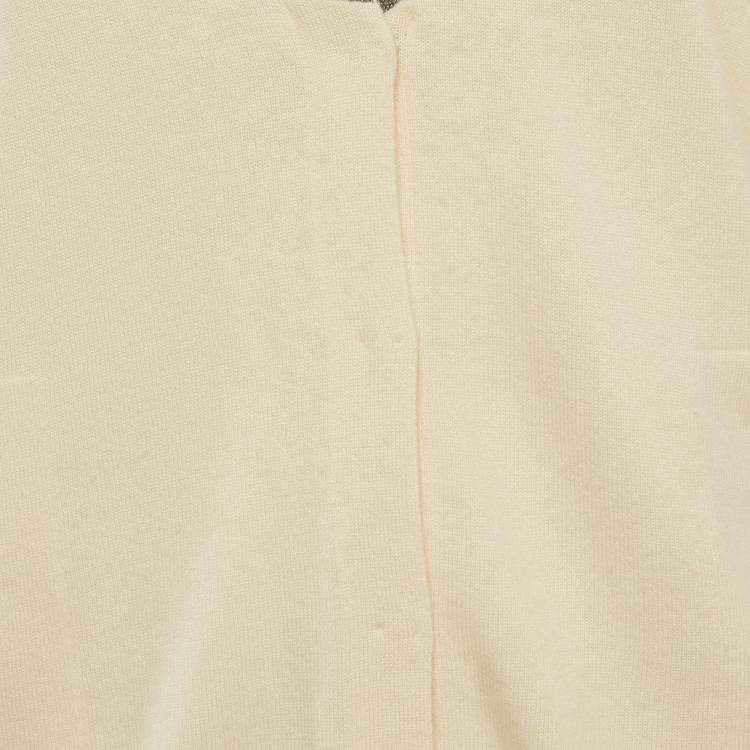 Pre Owned Brunello Cucinelli Beige Cashmere Monili Detail Cardigan M