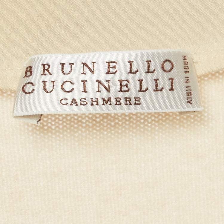 Pre Owned Brunello Cucinelli Beige Cashmere Monili Detail Cardigan M