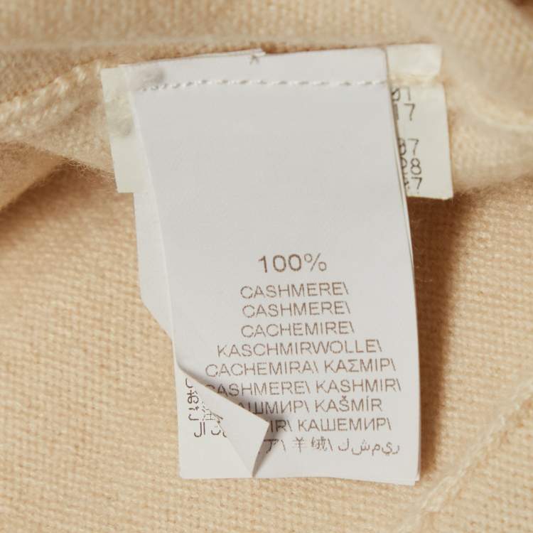 Pre Owned Brunello Cucinelli Beige Cashmere Monili Detail Cardigan M