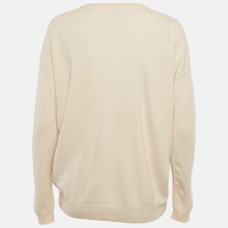 Pre Owned Brunello Cucinelli Beige Cashmere V-Neck Sweater M