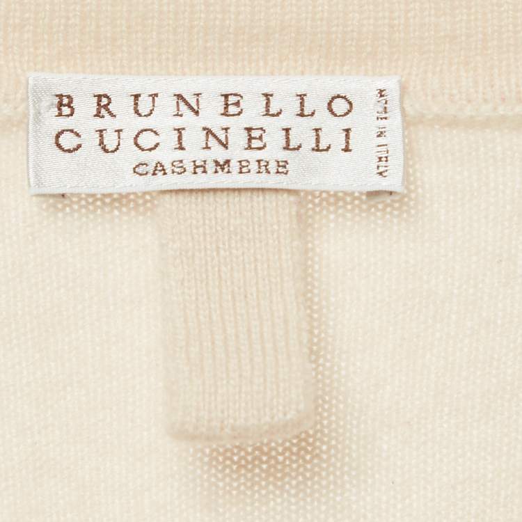 Pre Owned Brunello Cucinelli Beige Cashmere V-Neck Sweater M