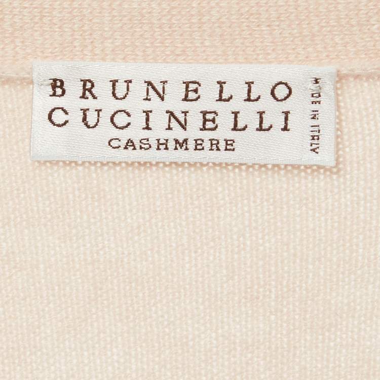 Pre Owned Brunello Cucinelli Pink Cashmere Monili Pocket Cardigan L