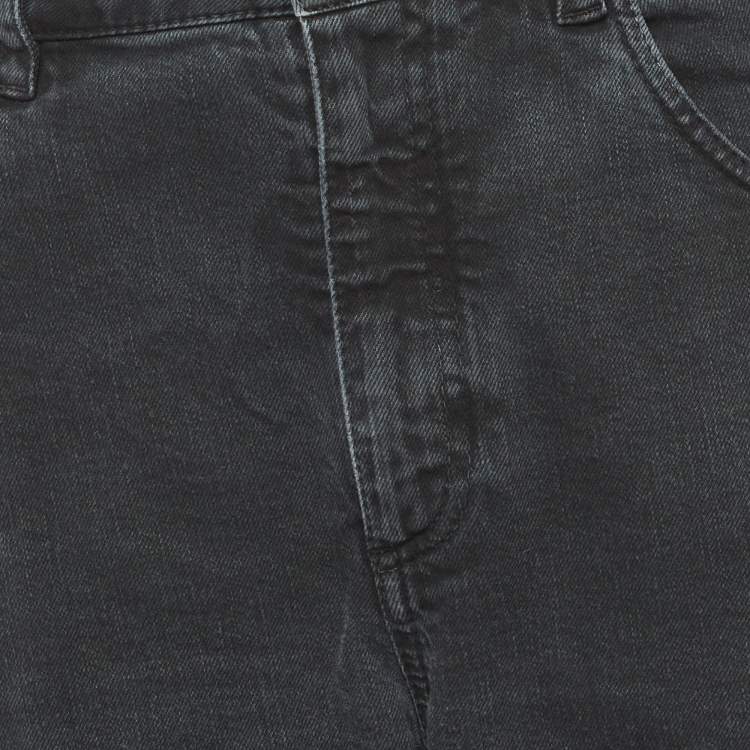 Pre Owned Brunello Cucinelli Dark Grey Denim Monili Cropped Jeans M/Waist 33"