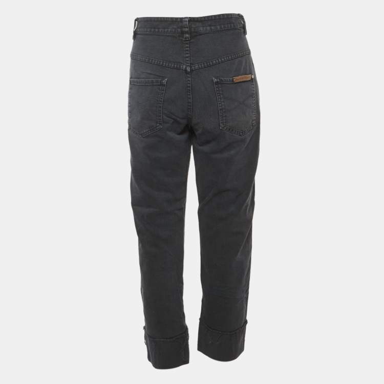 Pre Owned Brunello Cucinelli Dark Grey Denim Monili Cropped Jeans M/Waist 33"