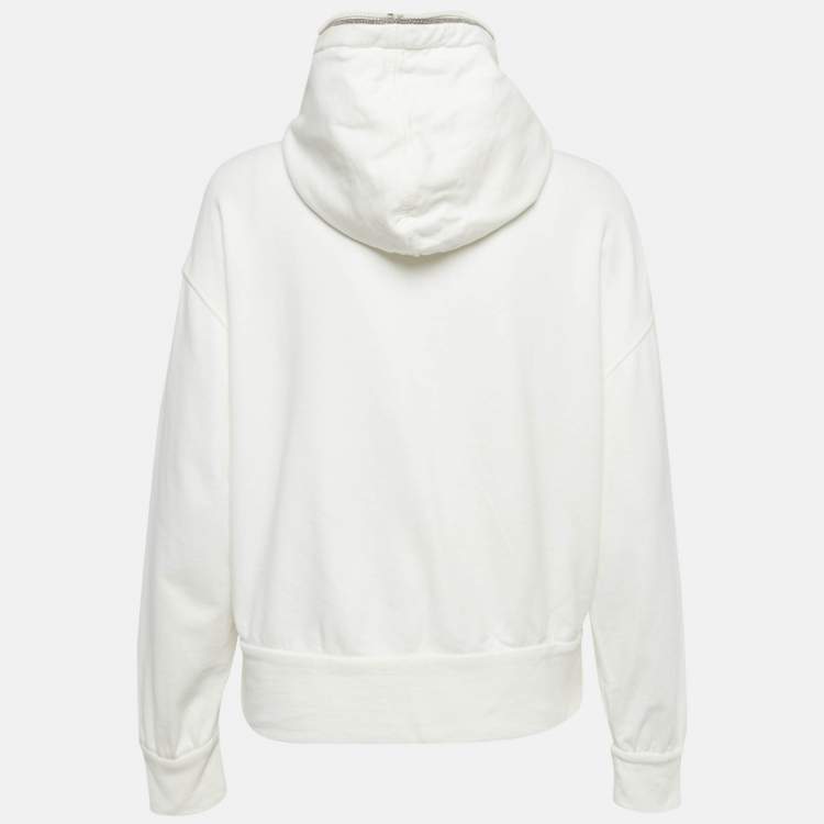 Pre Owned Brunello Cucinelli Cream Jersey Monoli Hooded Sweatshirt S