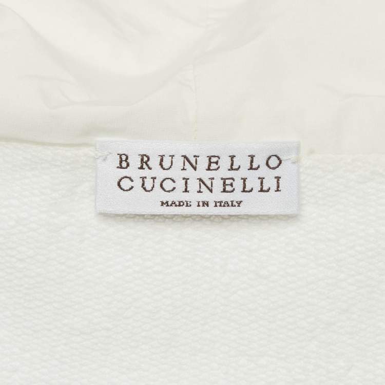 Pre Owned Brunello Cucinelli Cream Jersey Monoli Hooded Sweatshirt S