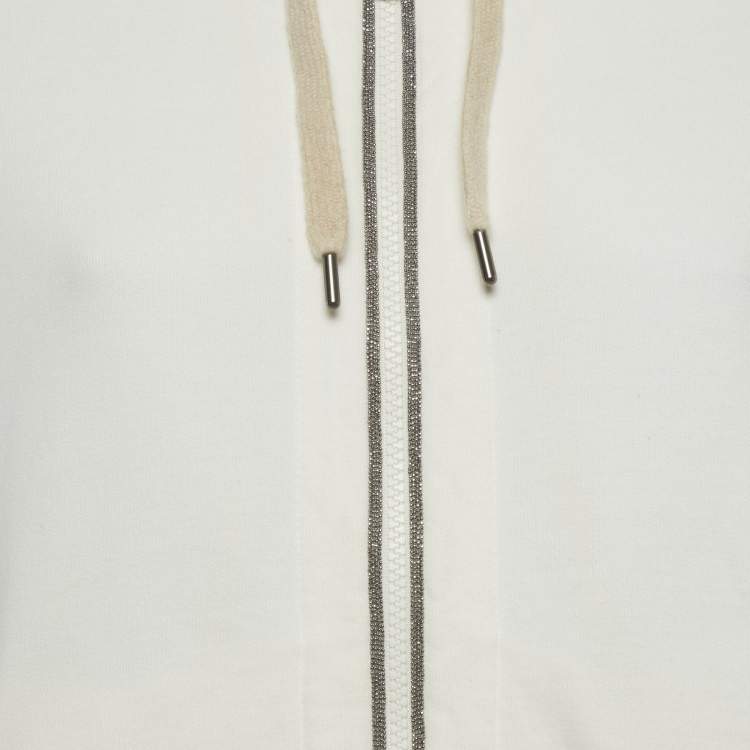 Pre Owned Brunello Cucinelli Cream Jersey Monoli Hooded Sweatshirt S