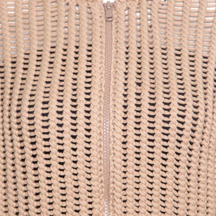 Pre Owned Brunello Cucinelli Camel Brown Chunky Knit Batwing Sleeve Cropped Cardigan XL