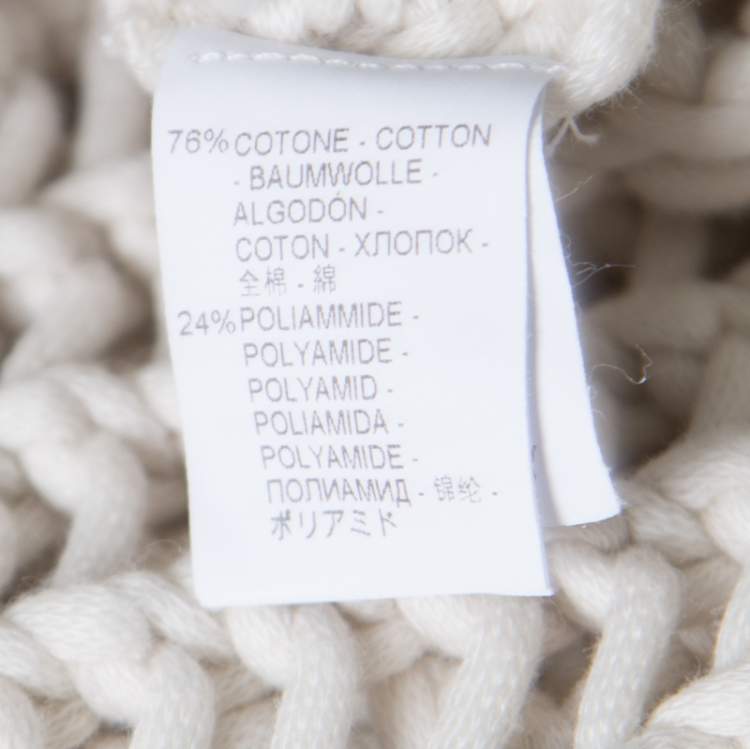 Pre Owned Brunello Cucinelli Cream Chunky Open Knit Cotton Long Sleeve Sweater L