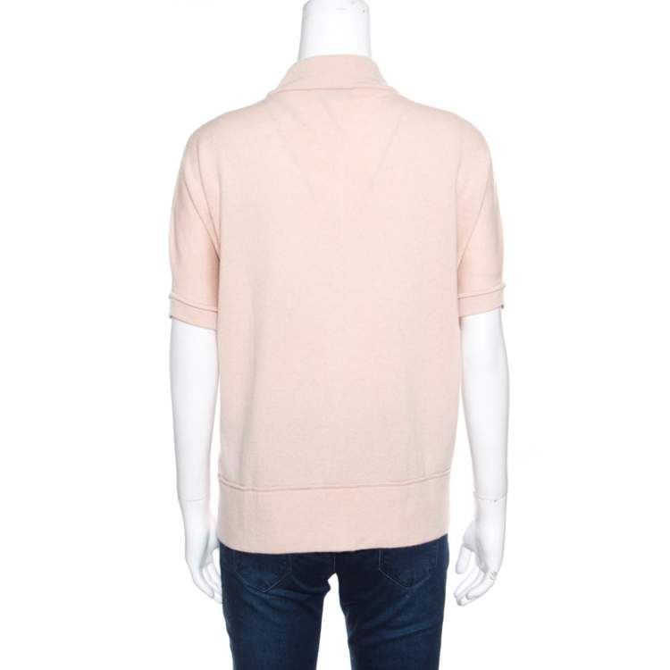 Pre Owned Brunello Cucinelli Blush Pink Cashmere Zip Front Box Sweater XL