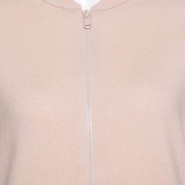 Pre Owned Brunello Cucinelli Blush Pink Cashmere Zip Front Box Sweater XL