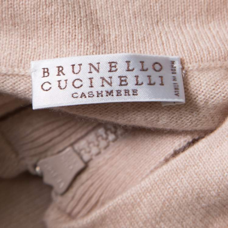 Pre Owned Brunello Cucinelli Blush Pink Cashmere Zip Front Box Sweater XL