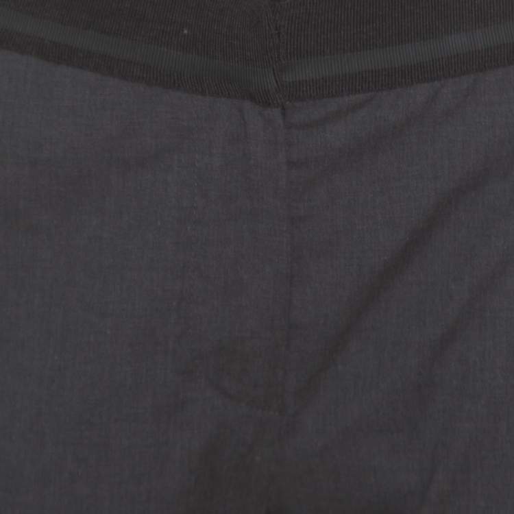 Pre Owned Brunello Cucinelli Dark Grey Cotton Ribbed Waist Trim Cuffed Hem Pants M
