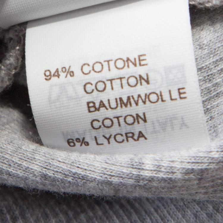 Pre Owned Brunello Cucinelli Grey Ribbed Cotton Sparkle Bead Embellished Top L