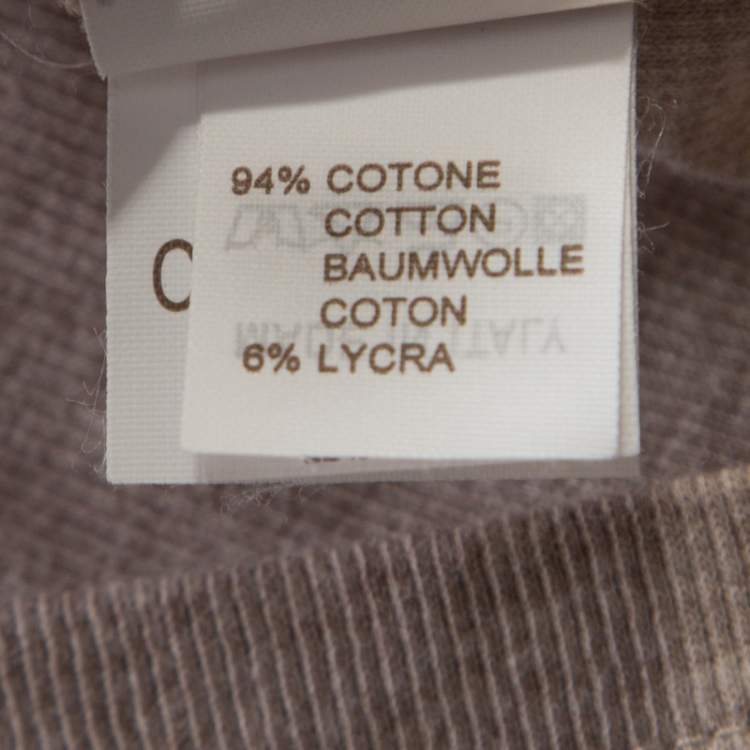 Pre Owned Brunello Cucinelli Beige Collar Yoke Ribbed Sweater Top M