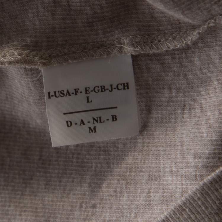 Pre Owned Brunello Cucinelli Beige Collar Yoke Ribbed Sweater Top M