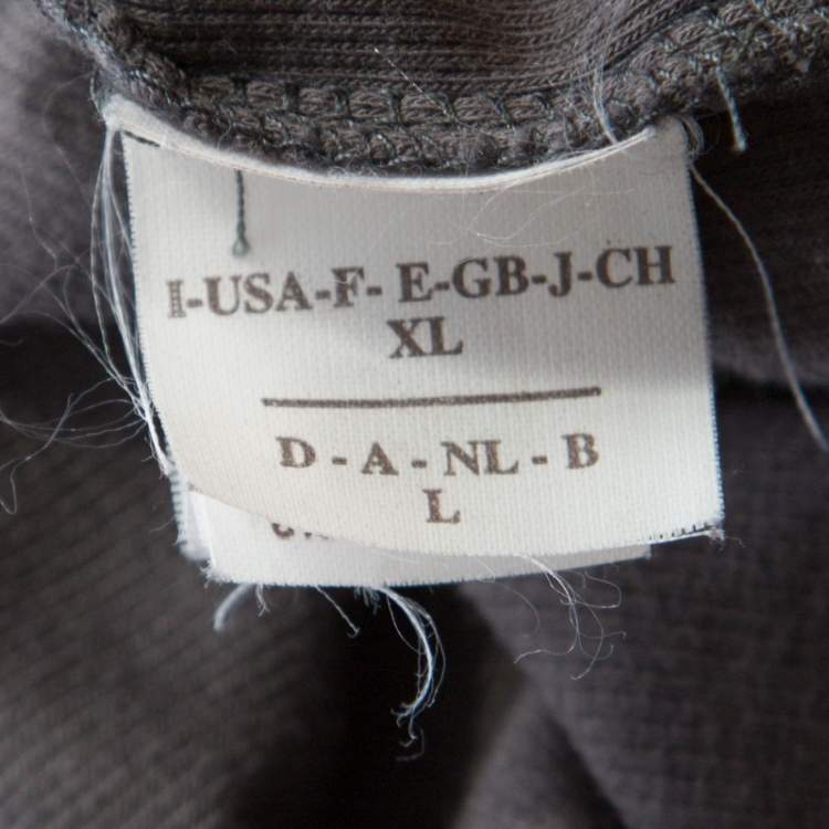Pre Owned Brunello Cucinelli Dark Grey Cotton Rib Knit Monili Trim Cowl Neck Top XL