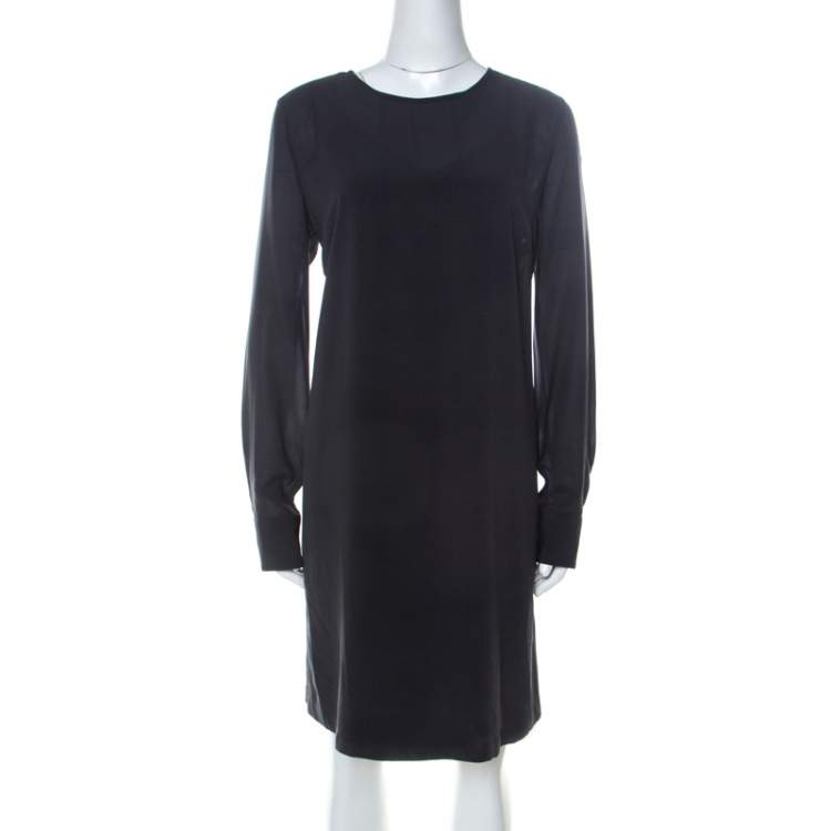 Pre Owned Brunello Cucinelli Grey Silk Chiffon Long Sleeve Tunic L 
