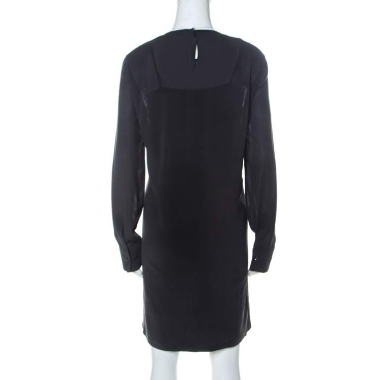 Pre Owned Brunello Cucinelli Grey Silk Chiffon Long Sleeve Tunic L 