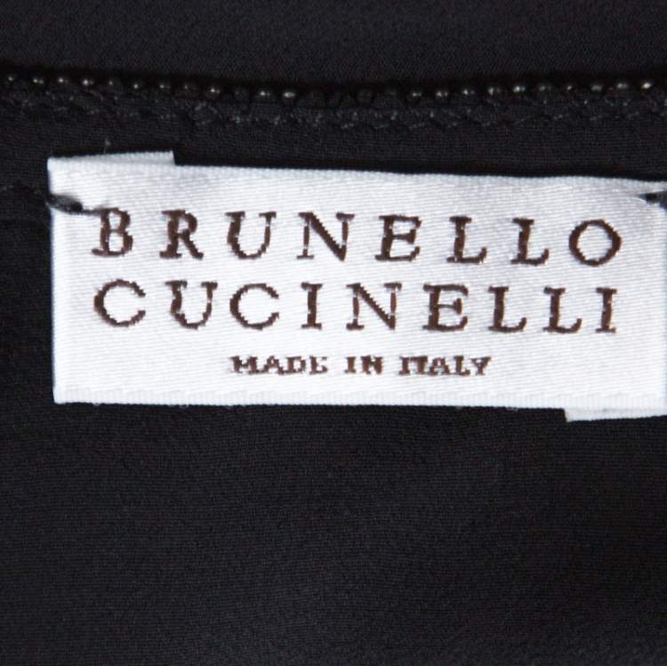 Pre Owned Brunello Cucinelli Grey Silk Chiffon Long Sleeve Tunic L 