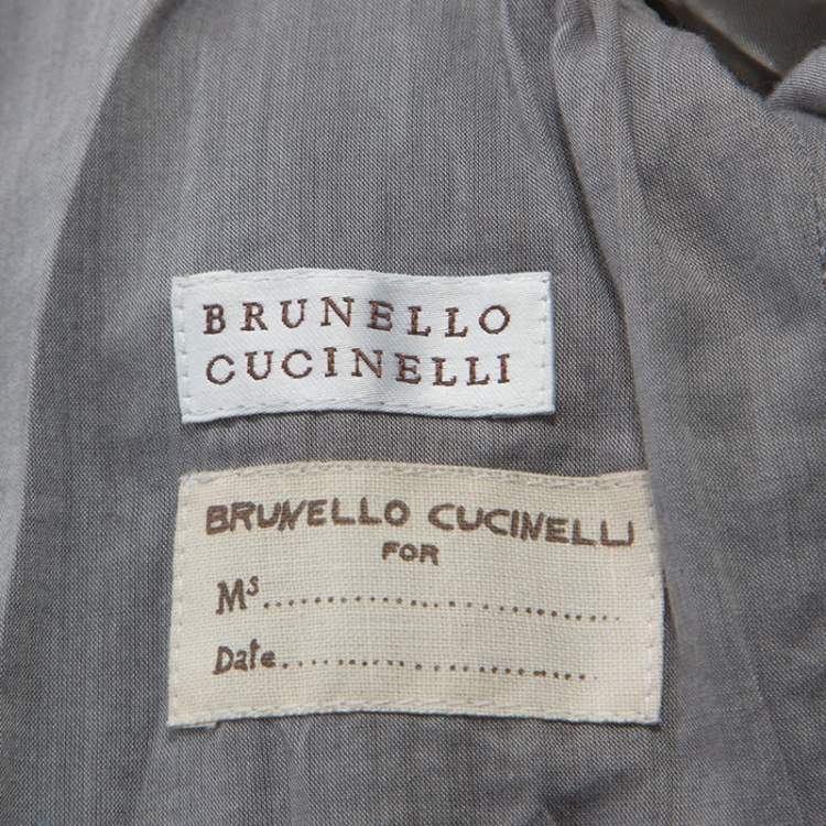 Pre Owned Brunello Cucinelli Black Fur Collar Ribbed Trim Peplum Puffer Jacket S