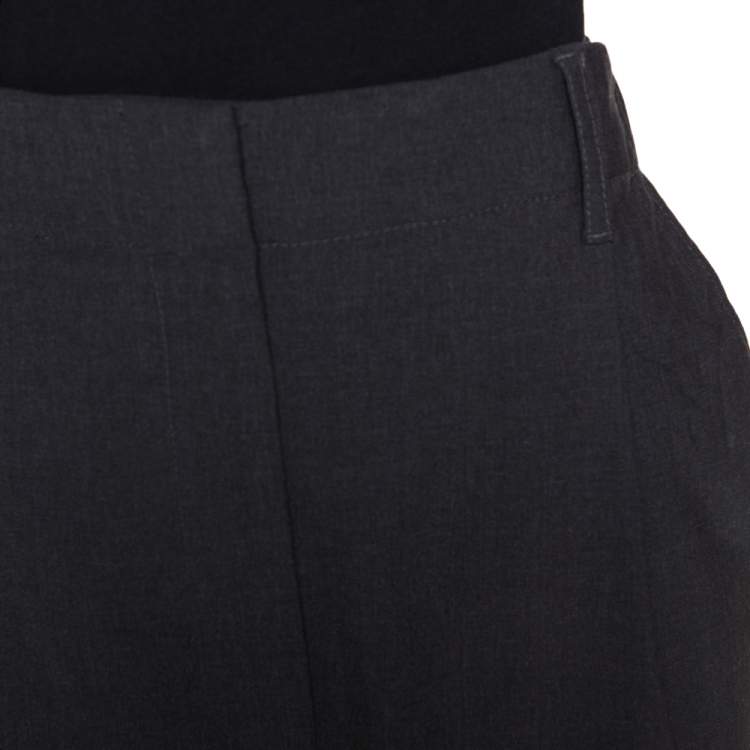 Pre Owned Brunello Cucinelli Dark Grey Wool High Waisted Tapered Trousers M