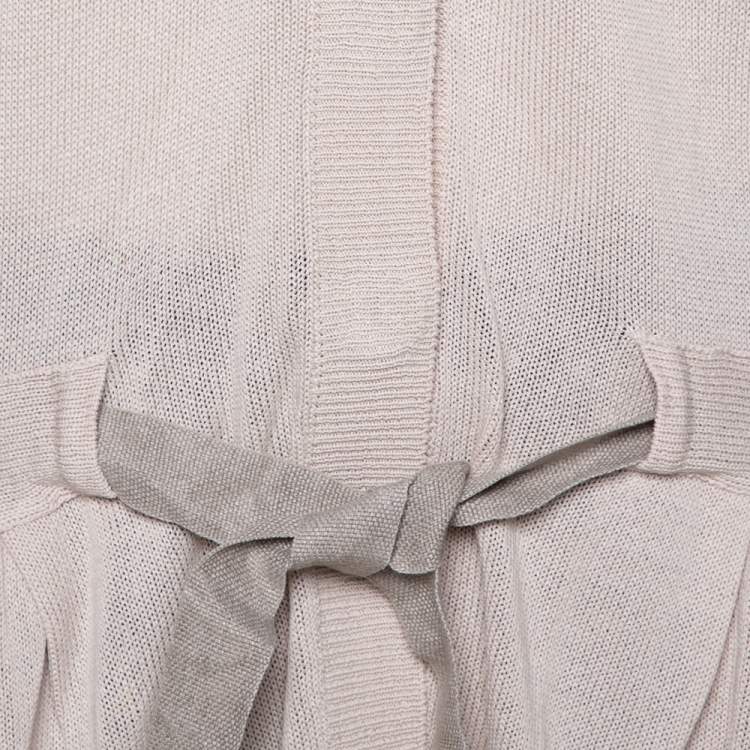 Pre Owned Brunello Cucinelli Beige Knit Belted Button Front Cardigan XL