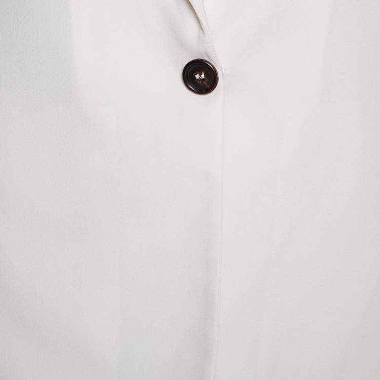 Pre Owned Brunello Cucinelli Ecru Silk Monili Trim Vest M