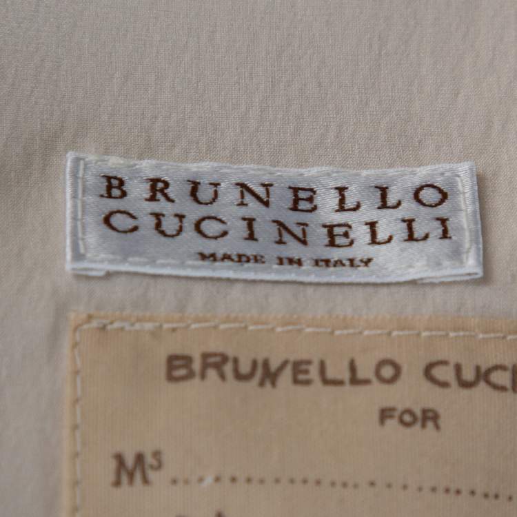 Pre Owned Brunello Cucinelli Ecru Silk Monili Trim Vest M