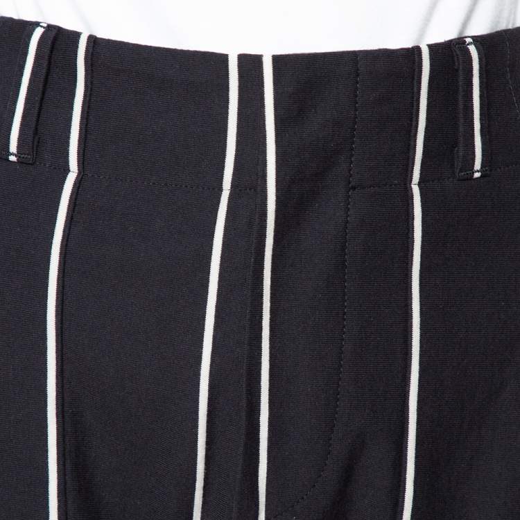 Pre Owned Brunello Cucinelli Black Striped Cotton Tapered Pants M