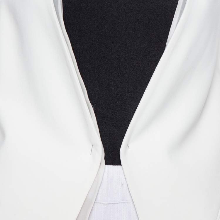 Pre Owned Brunello Cucinelli Cream Wool & Organza Layered Sleeveless Jacket S