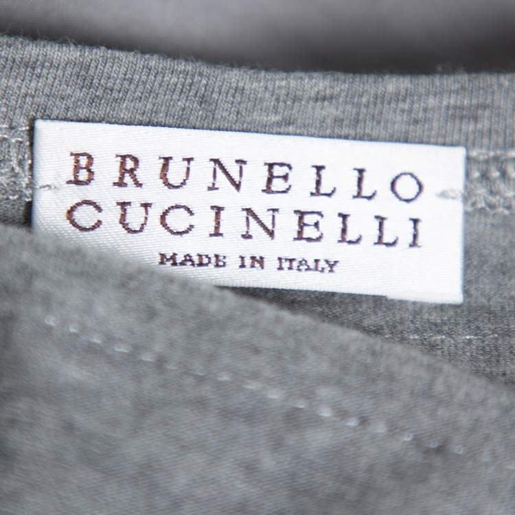 Pre Owned Brunello Cucinelli Grey Silk Ruffled Sleeveless Top XXL