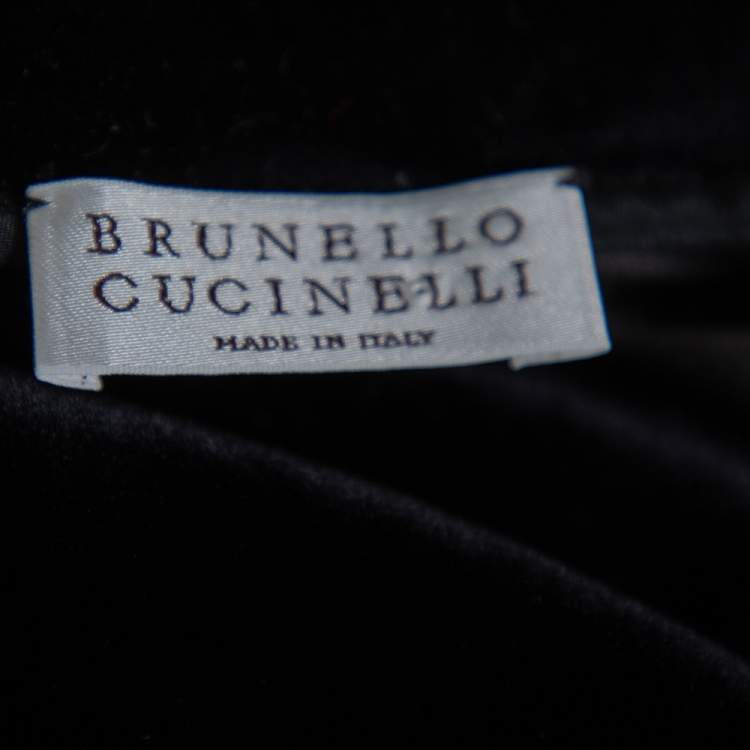 Pre Owned Brunello Cucinelli Black Velvet Faux Wrap Jumpsuit L