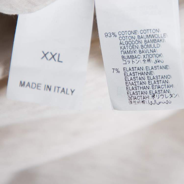 Pre Owned Brunello Cucinelli Beige Cotton Neck Trim T-Shirt XXL