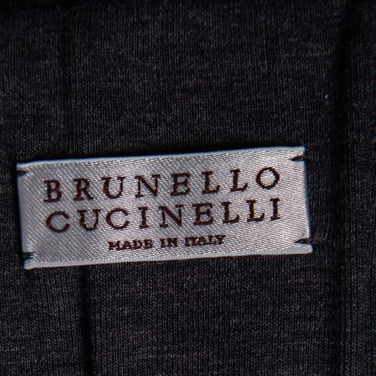 Pre Owned Brunello Cucinelli Dark Grey Knit Pleated Detailed Strapless Jumpsuit S