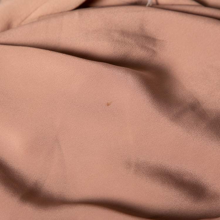Pre Owned Brunello Cucinelli Nude Pink Silk Back Slit Detailed Strapless Midi Dress XS