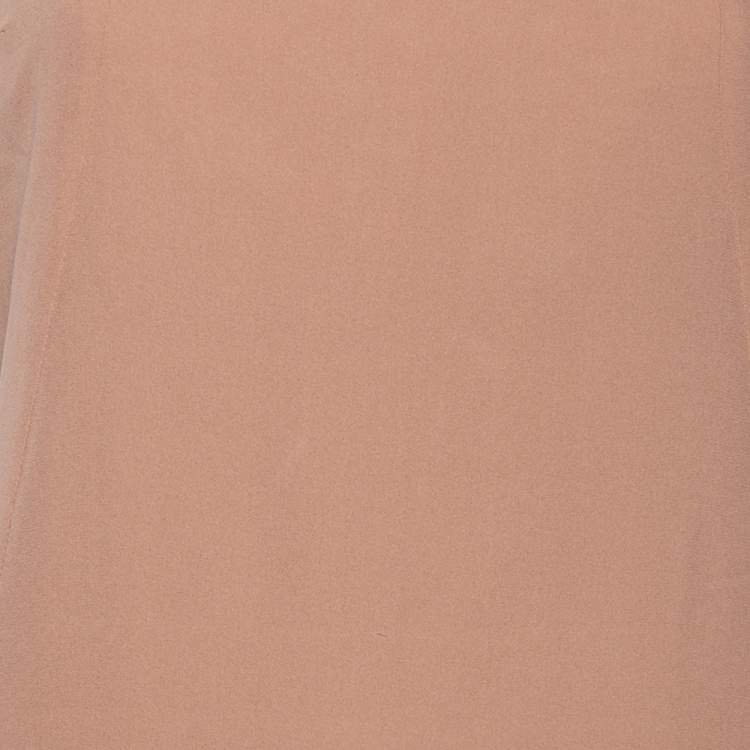 Pre Owned Brunello Cucinelli Nude Pink Silk Back Slit Detailed Strapless Midi Dress XS