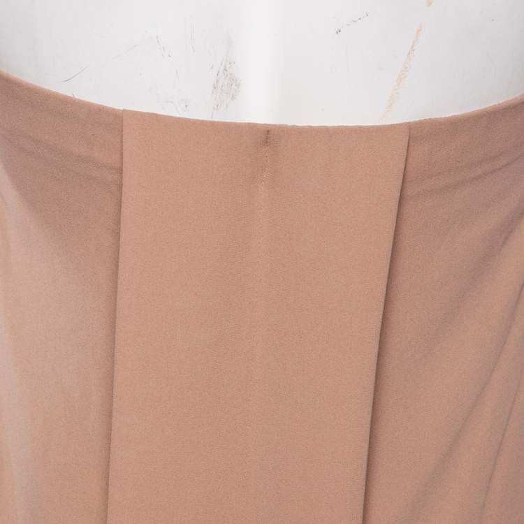 Pre Owned Brunello Cucinelli Nude Pink Silk Back Slit Detailed Strapless Midi Dress XS