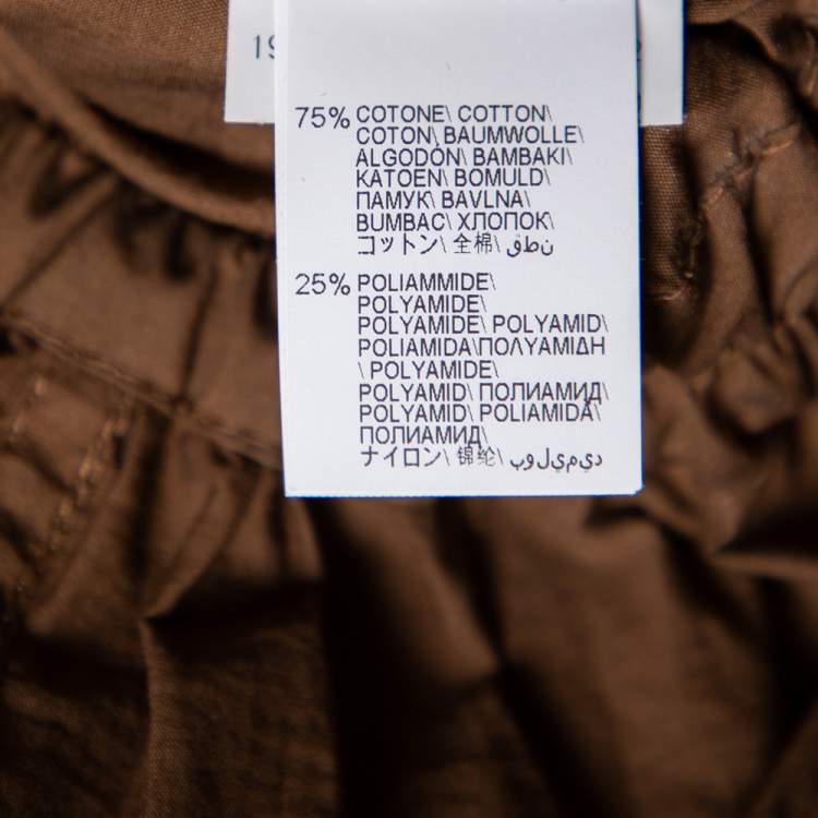 Pre Owned Brunello Cucinelli Brown Cotton Button Front Belted Dress S 