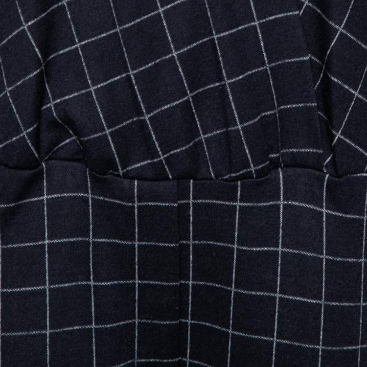 Pre Owned Brunello Cucinelli Navy Blue Checkered Wool Jumpsuit L