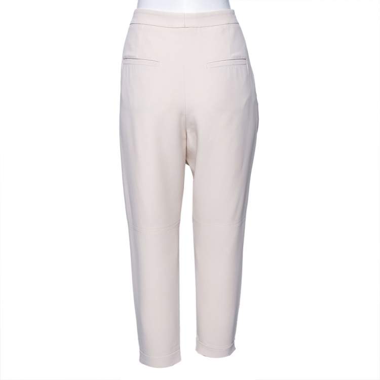 Pre Owned Brunello Cucinelli Beige Silk Crepe Pants M
