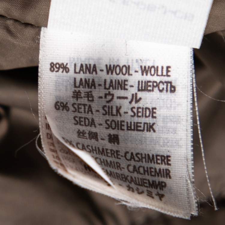 مملوكة مسبقًا Brunello Cucinelli Grey Wool & Leather Trimmed Hooded Jacket S