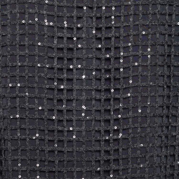 Pre Owned Brunello Cucinelli Grey Cashmere Open Knit Sequined Dress L