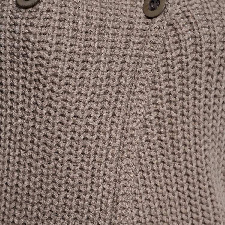 مملوكة مسبقًا Brunello Cucinelli Brown Chunky Rib Knit High Low Cardigan M