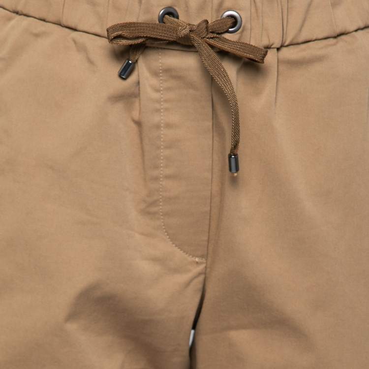 Pre Owned Brunello Cucinelli Brown Cotton Drawstring Waist Trousers S