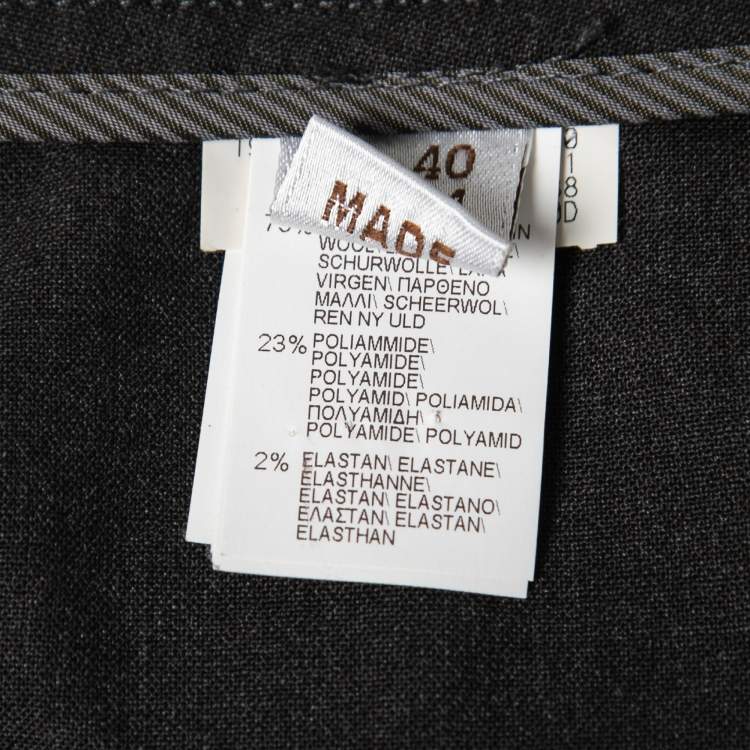 Pre Owned Brunello Cucinelli Charcoal Grey Wool Tapered-Leg Trousers S