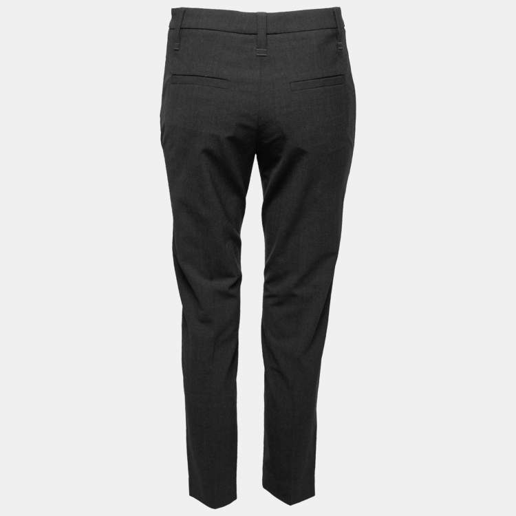 Pre Owned Brunello Cucinelli Charcoal Grey Wool Tapered-Leg Trousers S