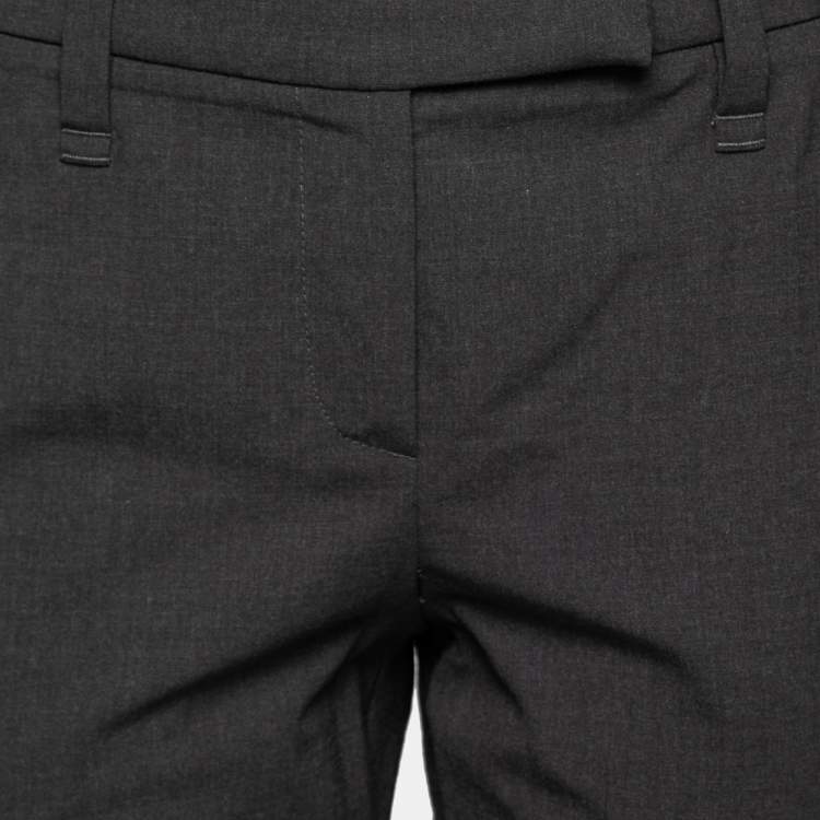 Pre Owned Brunello Cucinelli Charcoal Grey Wool Tapered-Leg Trousers S