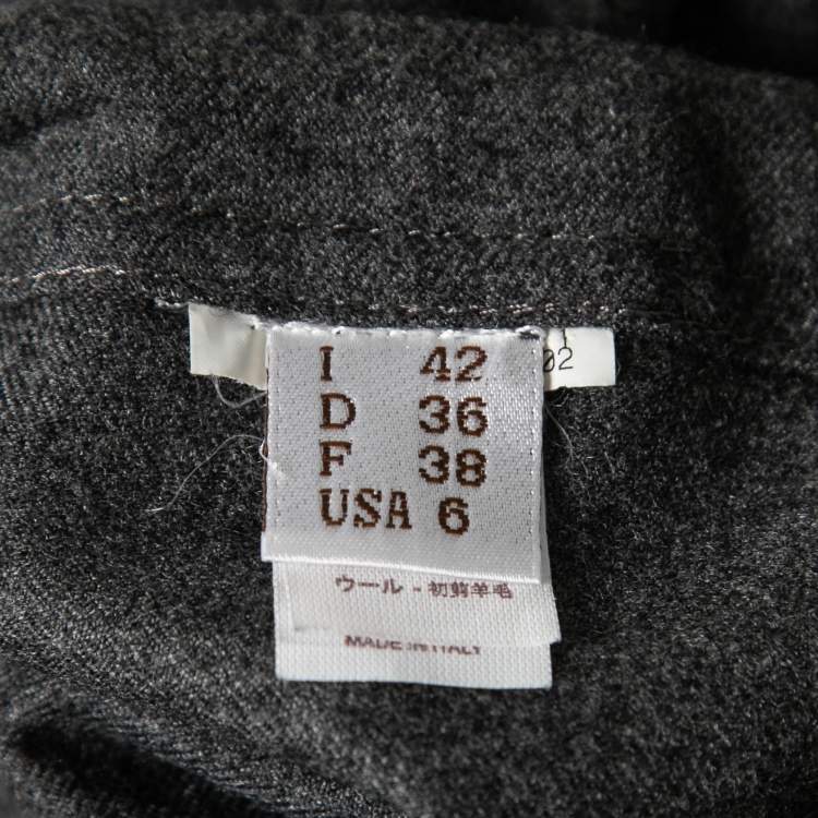Pre Owned Brunello Cucinelli Charcoal Grey Wool Drawstring Pants M